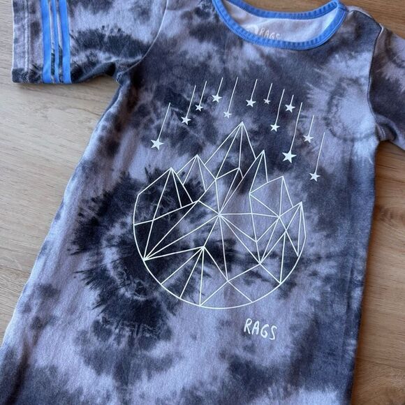Rags Baby Retro Short Sleeve Gray Geo Star Romper Tie Dye 6-12 Months - Picture 3 of 5